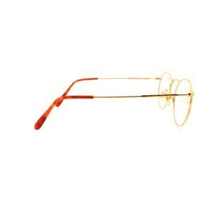 Authentic Alain Delon 3153 Col.NO.1S 80s Vintage Gold Round Metal Eyeglasses -